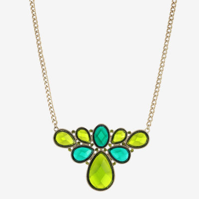 1928 Gold-Tone Green Gold Tone Collar Necklace