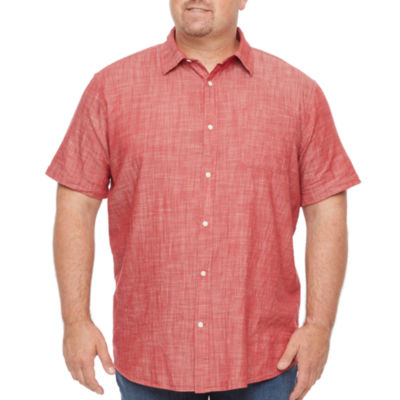 St. John's Bay Big and Tall Mens Chambray Classic Fit Short Sleeve