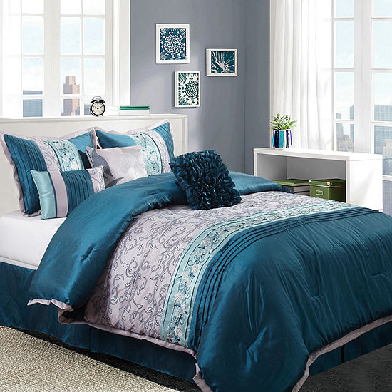 Stratford Park Marriana 7-pc. Complete Bedding Set, Color: Teal - JCPenney