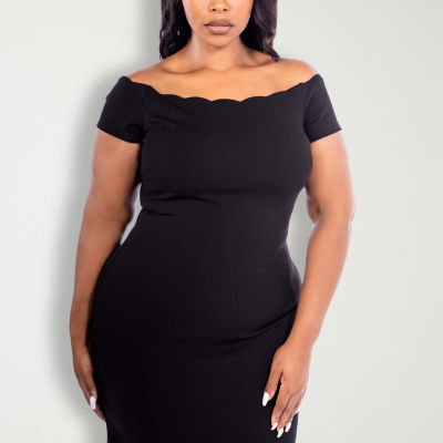 Premier Amour Plus Short Sleeve Midi Sheath Dress