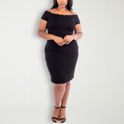 Premier Amour Plus Short Sleeve Midi Sheath Dress