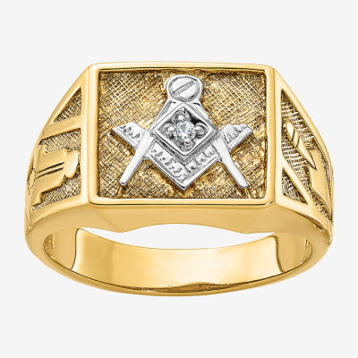 Mens Diamond Accent Mined White 14K Gold Fashion Ring