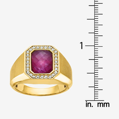 Mens 1/4 CT. T.W. Lead Glass-Filled Red Ruby 14K Gold Fashion Ring