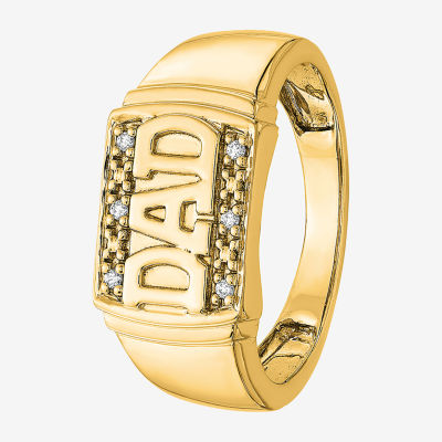 Mens Diamond Accent Natural White 14K Gold Fashion Ring