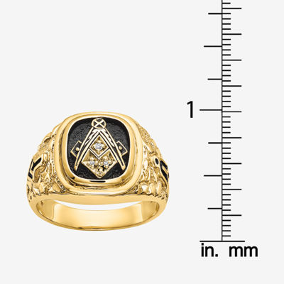 Masonic Mens Diamond Accent Natural White 14K Gold Fashion Ring