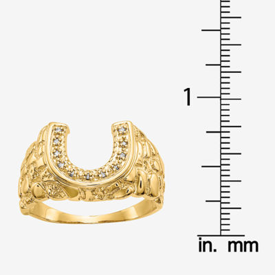 Horseshoe Mens Diamond Accent Natural White 14K Gold Fashion Ring