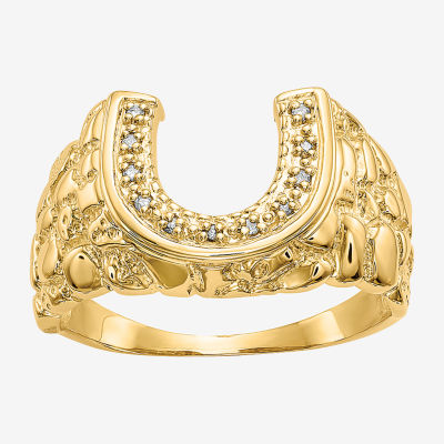 Horseshoe Mens Diamond Accent Mined White 14K Gold Fashion Ring