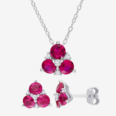 Lab Created Red Ruby Sterling Silver 2-pc. Jewelry Set