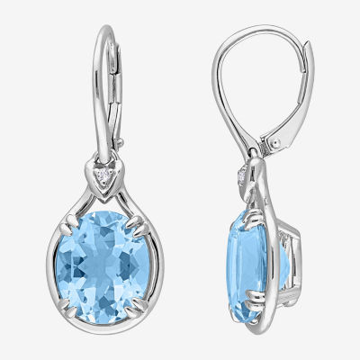 Genuine Blue Topaz Sterling Silver Drop Earrings