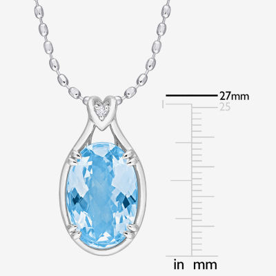 Womens Genuine Topaz Sterling Silver Pendant Necklace