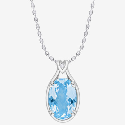 Womens Genuine Topaz Sterling Silver Pendant Necklace