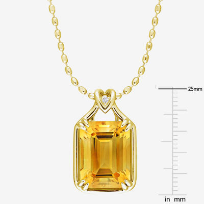 Womens Genuine Yellow Citrine 18K Gold Over Silver 18 Inch Pendant Necklace