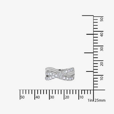 Diamonart® Cubic Zirconia Sterling Silver Criss Cross Ring