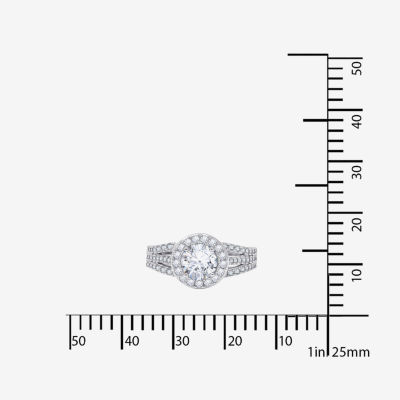 DiamonArt® Cubic Zirconia Sterling Silver Halo Ring