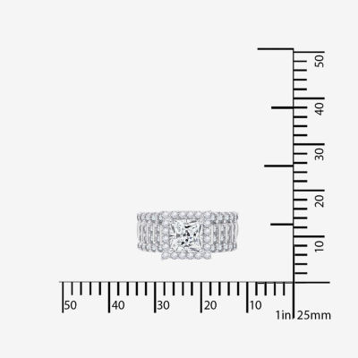 DiamonArt® Cubic Zirconia Sterling Silver  Frame Ring