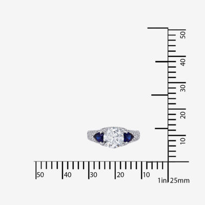 DiamonArt® Cubic Zirconia and Lab-Created Blue Sapphire Ring