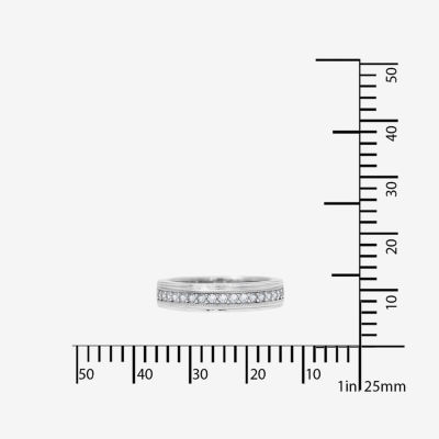 DiamonArt® Mens Cubic Zirconia Sterling Silver Wedding Band