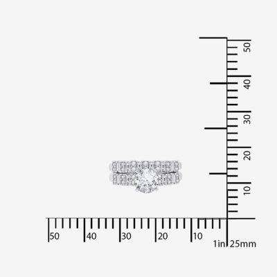 DiamonArt® Cubic Zirconia Sterling Silver Bridal Ring Set