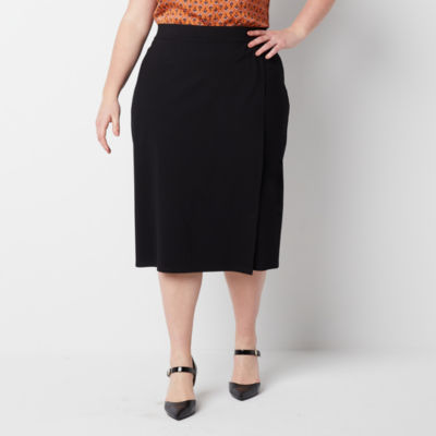 Liz Claiborne Womens Mid Rise Midi Pencil Skirt-Plus