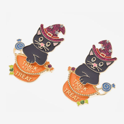 Bijoux Bar Halloween Cat Womens Drop Earrings