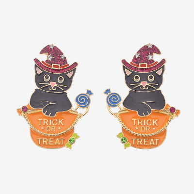 Bijoux Bar Halloween Cat Womens Drop Earrings