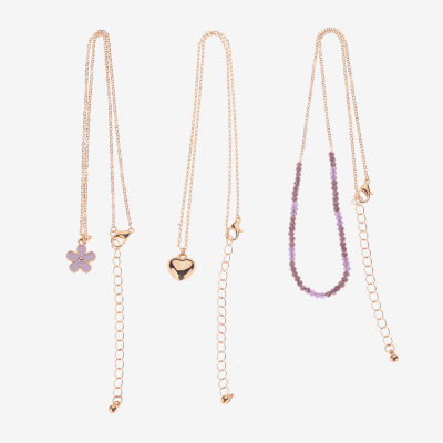 Arizona Womens Flower Heart 3-pc. Necklace Set