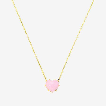 Footnotes Womens Pink Glass 10K Gold Over Brass Heart 16 Inch Pendant Necklace, One Size