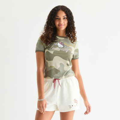 Juniors Womens Crew Neck Short Sleeve Hello Kitty Graphic T-Shirt