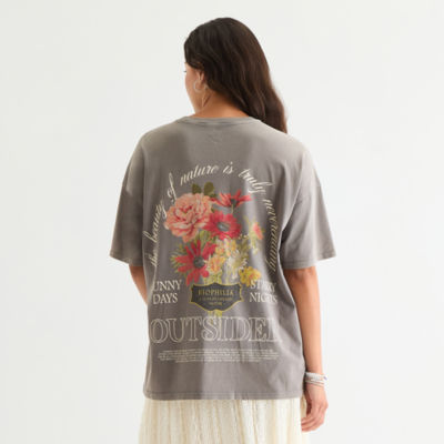 Arizona Juniors Womens Crew Neck Short Sleeve Graphic T-Shirt