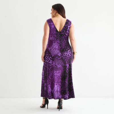 Bold Elements Womens Plus Sleeveless Animal Maxi Dress