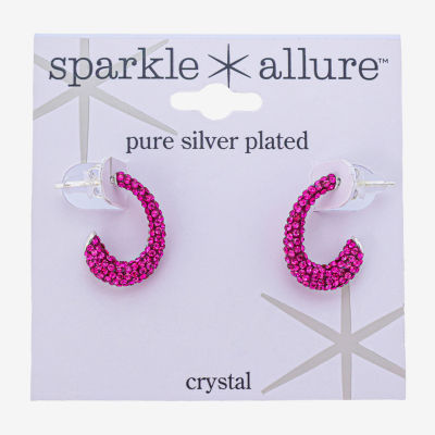 Sparkle Allure Womens Purple Crystal 18.8mm Hoop Earrings