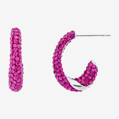 Sparkle Allure Womens Purple Crystal 18.8mm Hoop Earrings