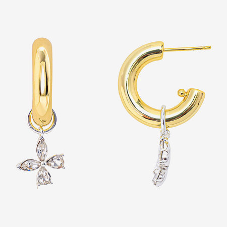 Sparkle Allure Womens Crystal 10K Gold Over Brass 17.9mm Butterfly Hoop Earrings, One Size