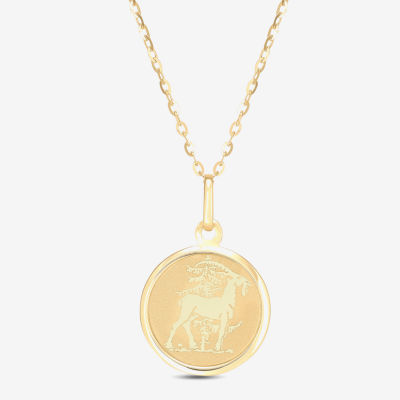 Capricorn Womens 14K Gold Round 18 Inch Pendant Necklace