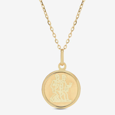 Gemini Womens 14K Gold Round 18 Inch Pendant Necklace