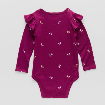 Okie Dokie Baby Girls Round Neck Long Sleeve Bodysuit