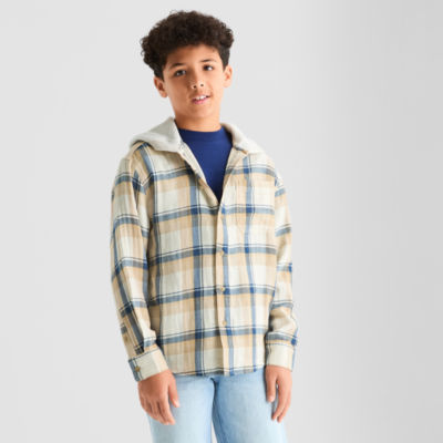 Thereabouts Little & Big Boys Hooded Long Sleeve Button-Down Shirt