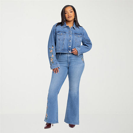 Js Jessica Simpson Womens Plus High Rise Flare Leg Jean In Blue