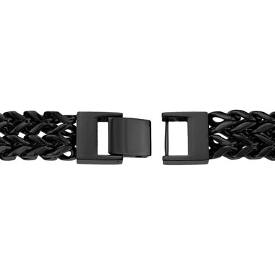 Mens Black Ion-Plated Stainless Steel Braided Multi-Row Chain Bracelet