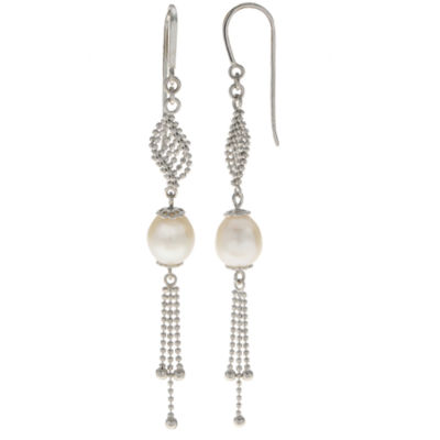 8-8.5Mm Cultured Freshwater Pearl Sterling Silver Earrings