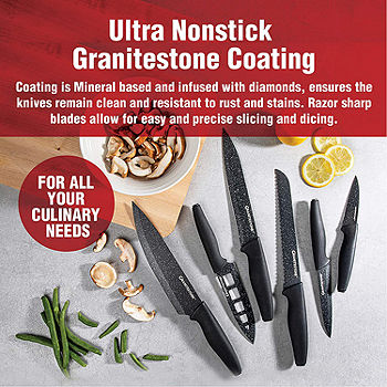 Granitestone Pro Nutriblade 14 Piece Stainless Steel Blue Knife Set With  Wooden Block : Target