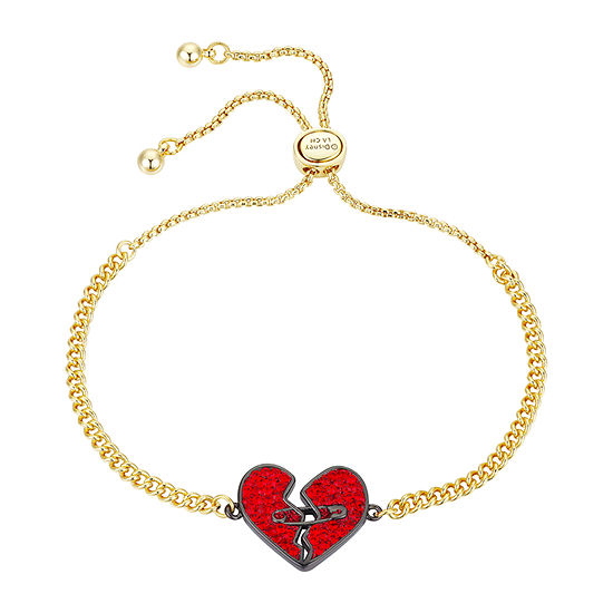Disney Disney Classics Gold Plate Over Brass Crystal 16 Inch Link Heart Cruella Bolo Bracelet