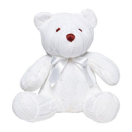 3 Stories Trading Company Cable Knit Snubble Bear Stuffed Animal In White
