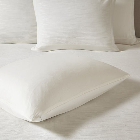 N Natori Hanae Cotton Blend Yarn Dyed 3 Piece Duvet Cover Set, One Size, White