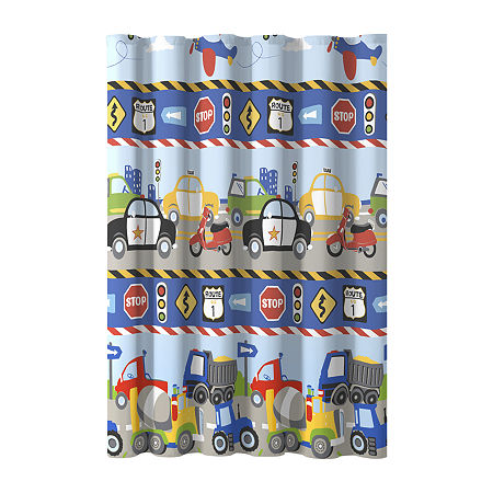 CHF Trains And Trucks Shower Curtain, One Size, Blue