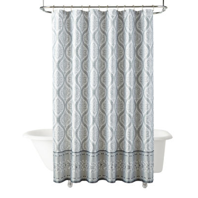 Broadhaven Damask Stripe Gray Shower Curtain