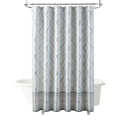 Broadhaven Damask Stripe Gray Shower Curtains