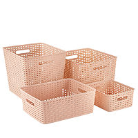 Home Expressions Durable Plastic Weave 4-pc. Storage Bin, One Size, Pink