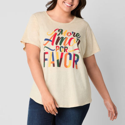 Hope & Wonder Hispanic Heritage Month Womens Plus 'More Amor Por Favor' Short Sleeve T-Shirt