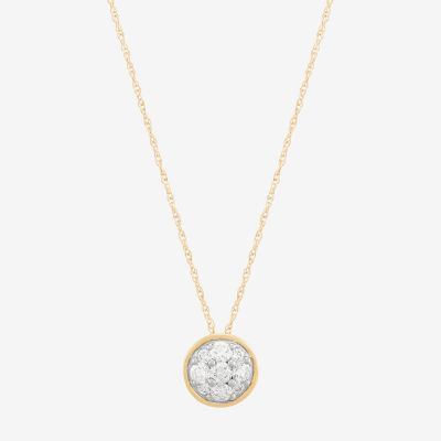 (H-I / Si1-Si2) Womens 1/3 CT. T.W. Lab Grown White Diamond 10K Gold Round Pendant Necklace
